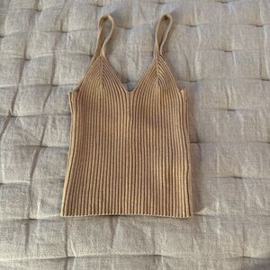 H&M Tan Ribbed Camisole Top
